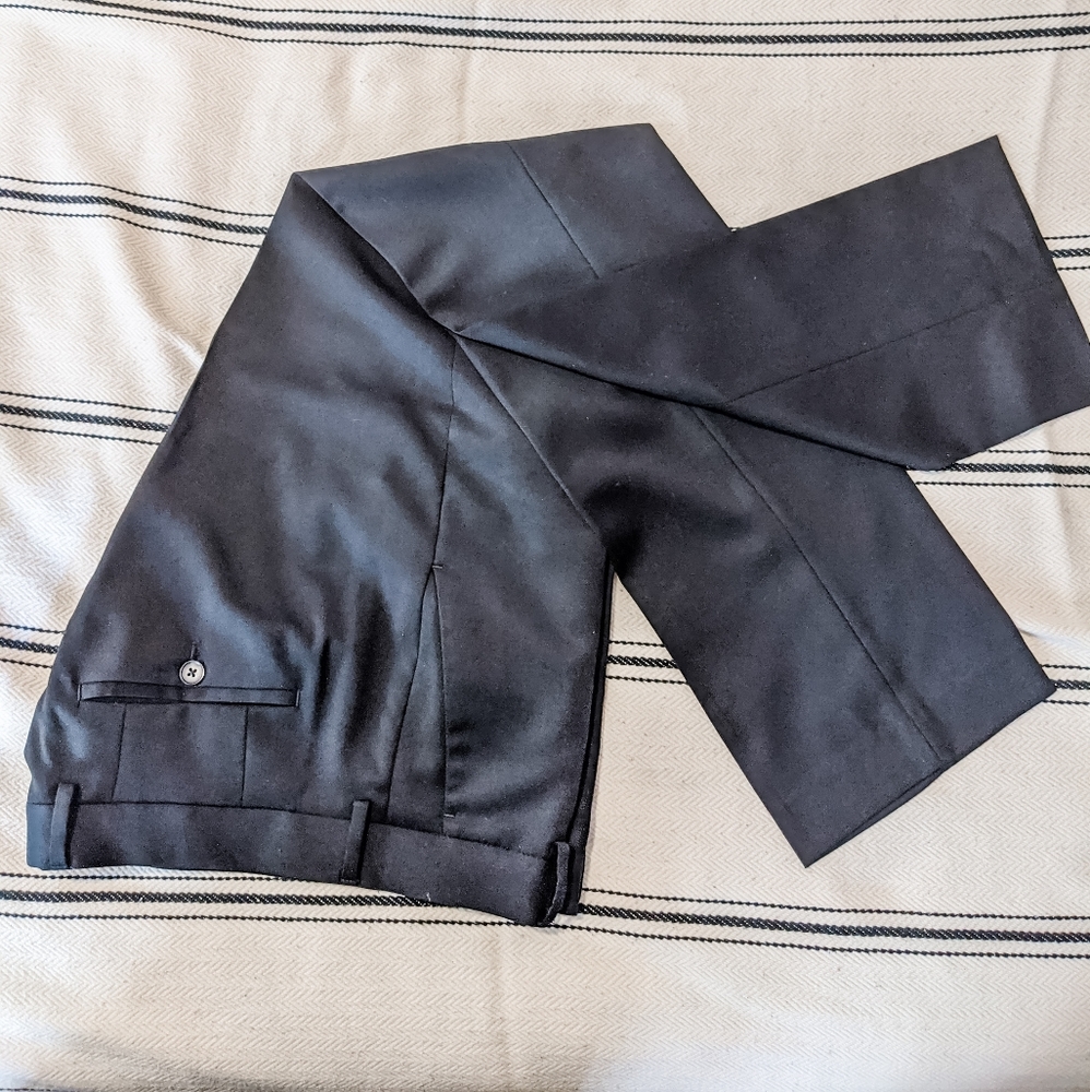 Express Slim Solid Black Modern Tech Suit Pants - image 2